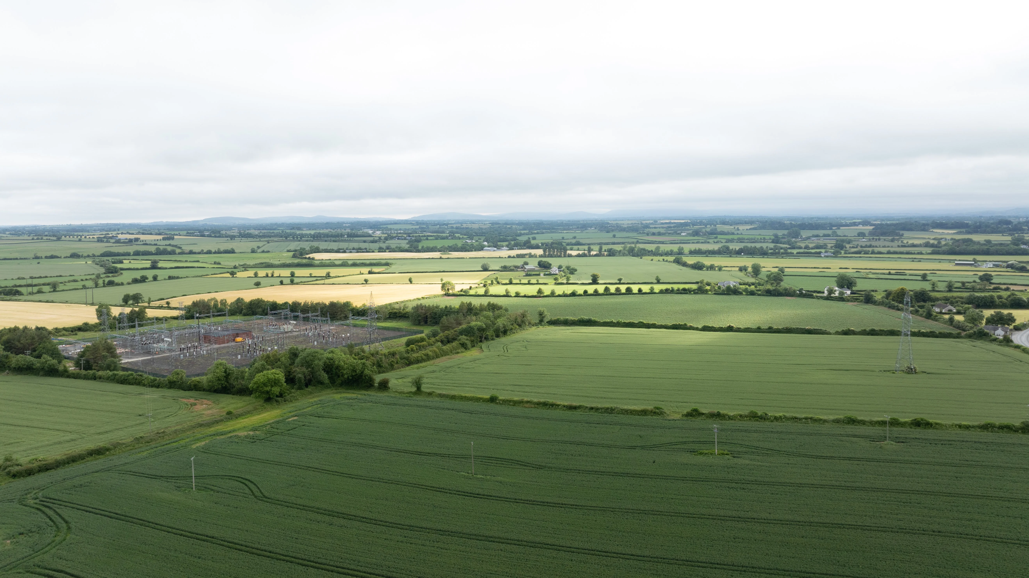 Aerial view of 220kV grid substation near Rathrush site, Co. Carlow