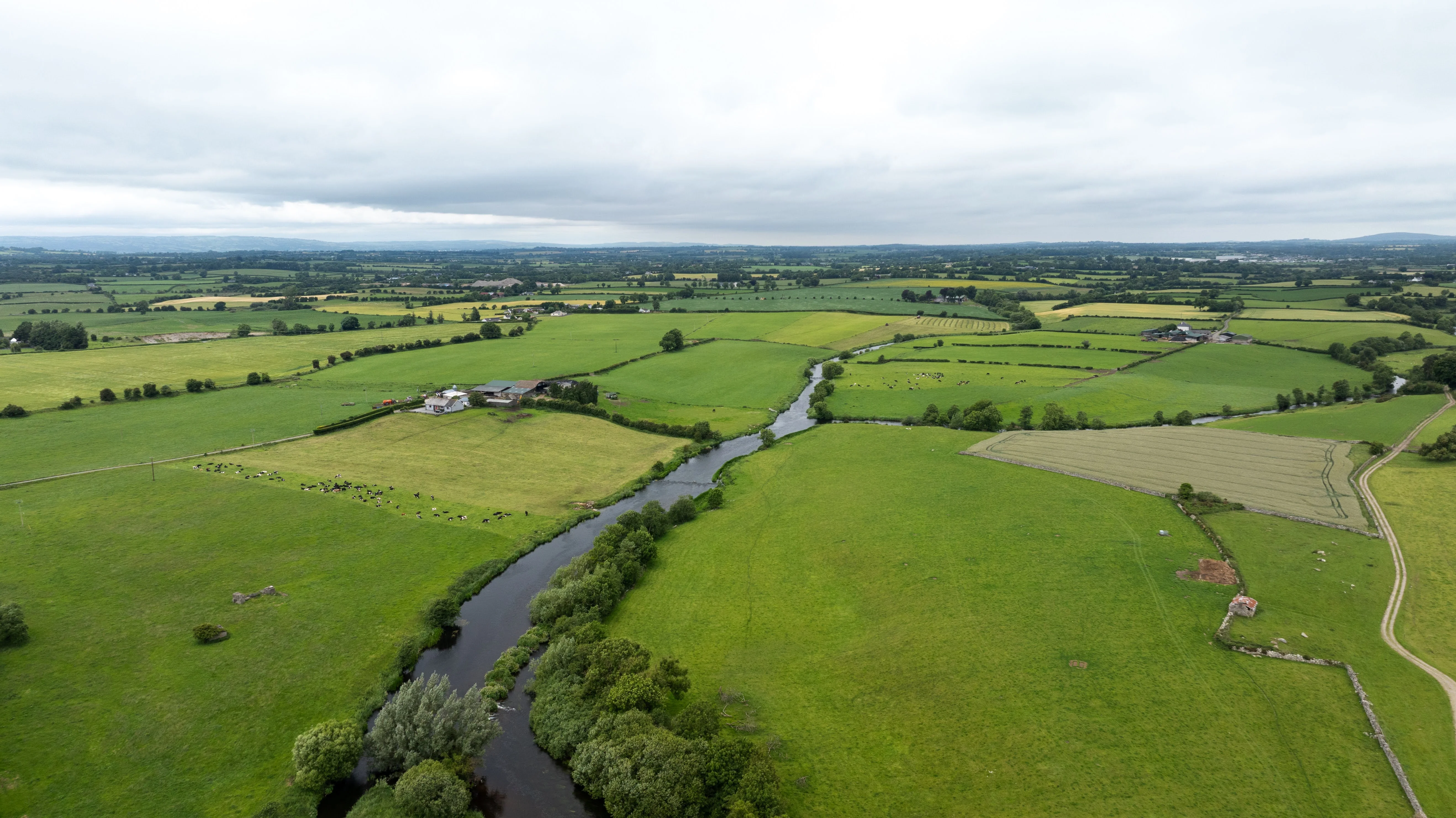 Aerial view of farmland at proposed Rathrush Green Energy Park site